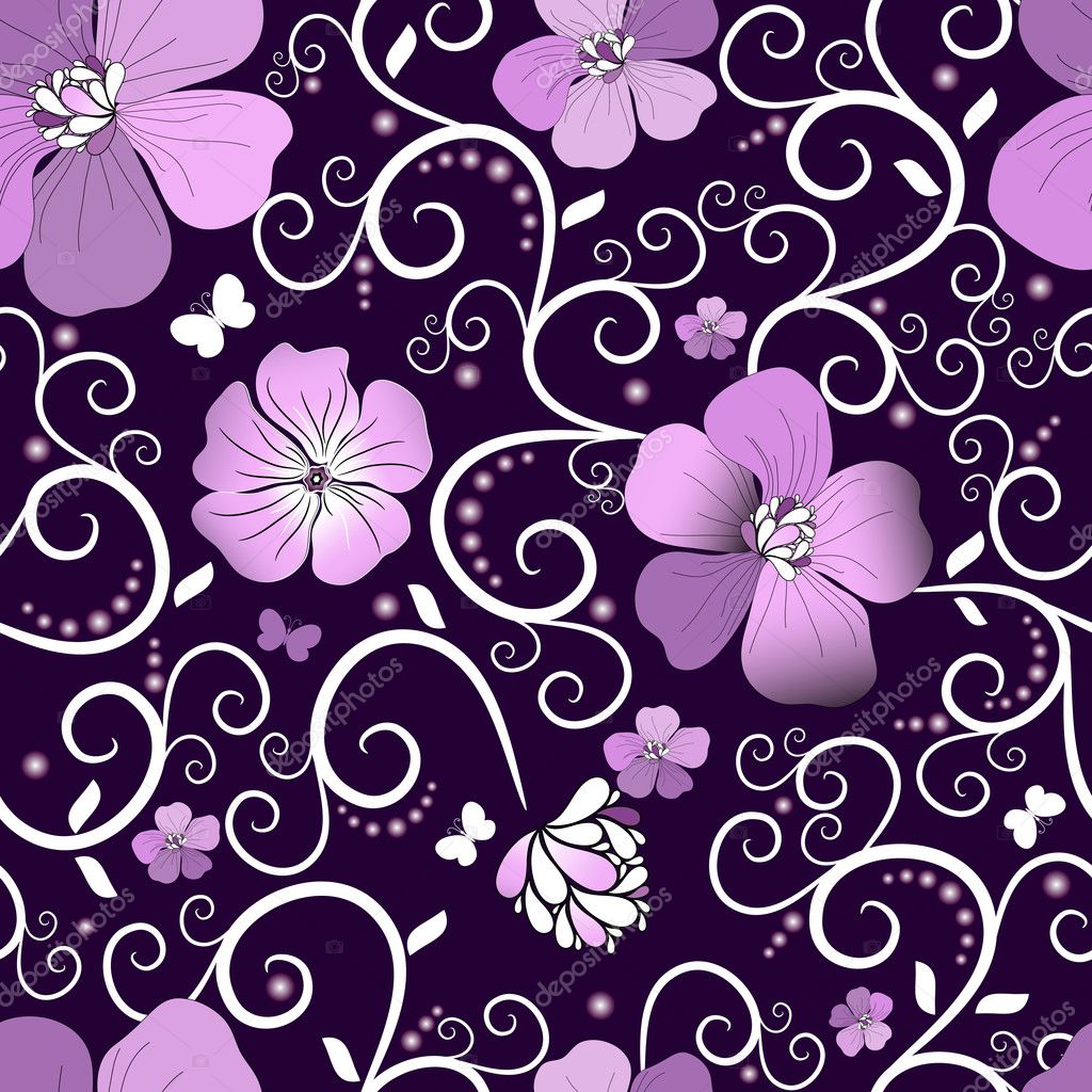 Violet floral pattern — Stock Vector © OlgaDrozd #6586906
