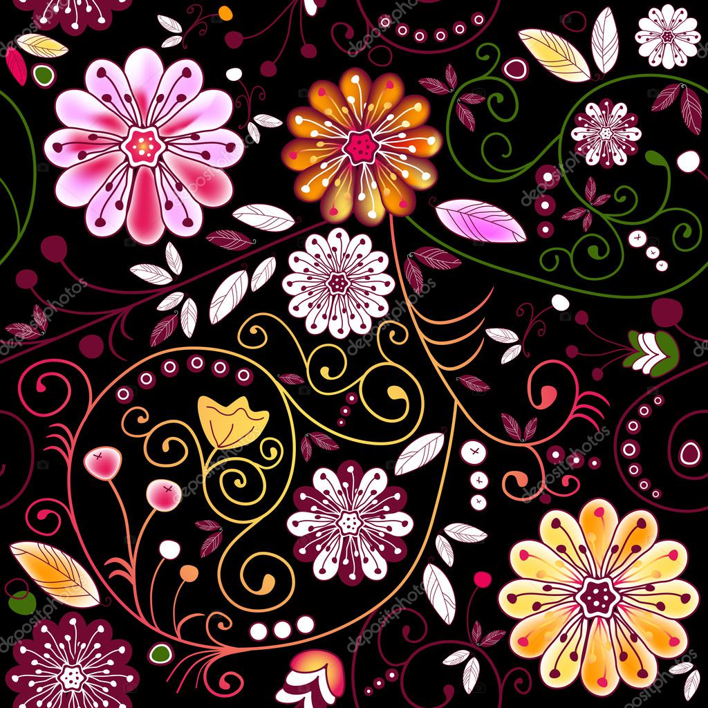 Seamless Dark Floral Pattern Stock Vector OlgaDrozd 6630466