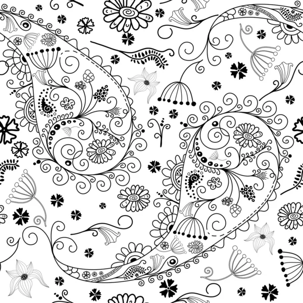 White and black seamless floral pattern by OlgaDrozd - Grafika wektorowa