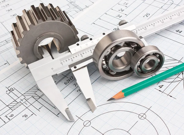 Mechanical drawing and pinion - Stock Image - Everypixel