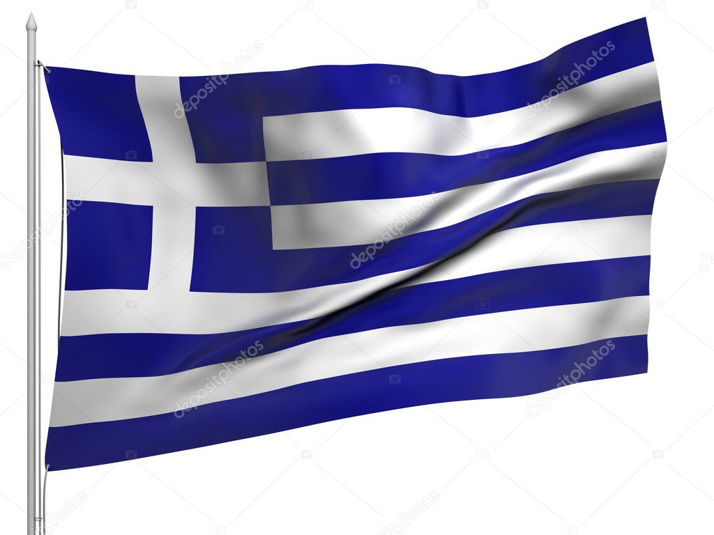 Flying Flag Of Greece All Countries Flying Flag Of Greece All Countries Stock Photo