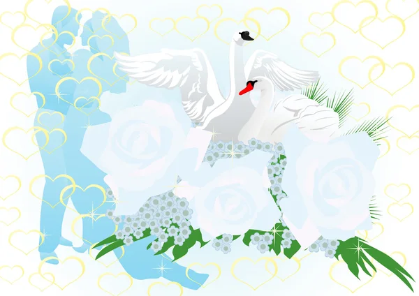 Wedding flowers and swans by