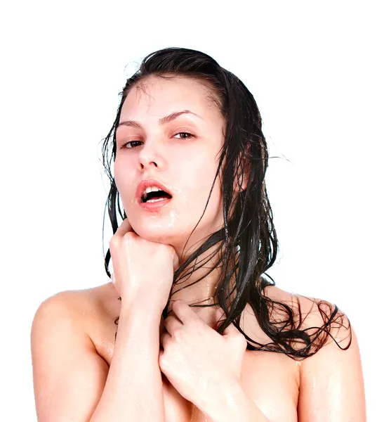 Wet beatiful girl Body care by Gennadiy Poznyakov Stock Photo