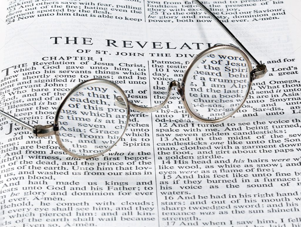 Antique reading glasses on page of bible — Stock Photo © steveheap 6278095