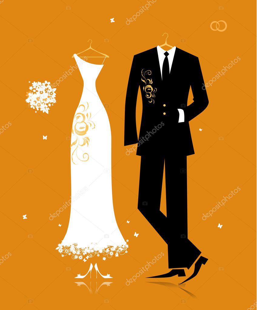 Wedding groom suit and brides