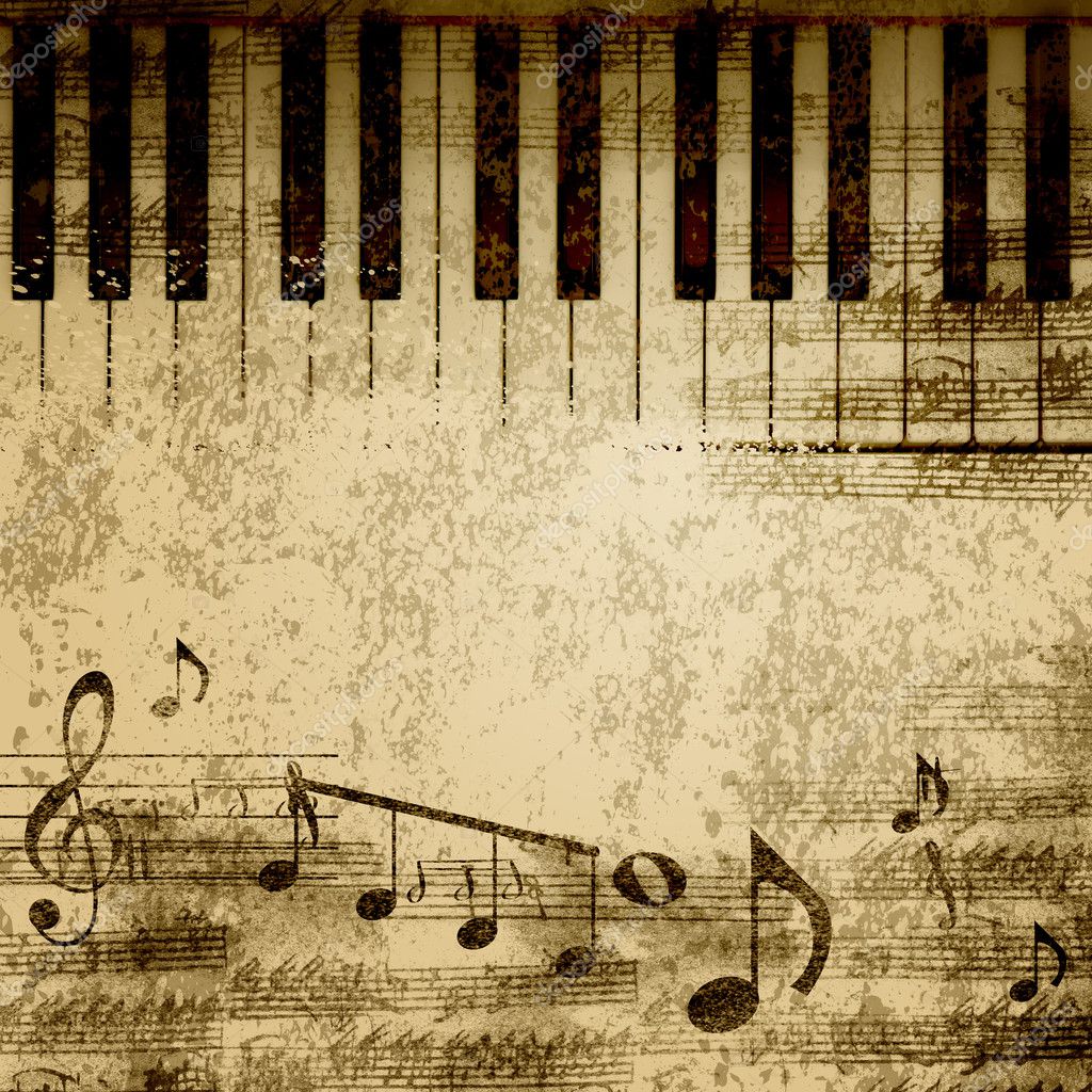 Music notes on old paper sheet