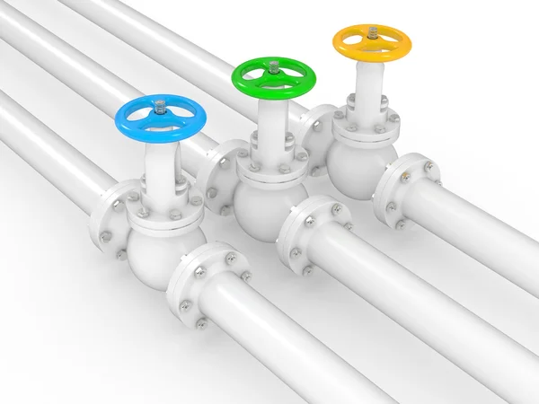 Industrial valves on pipelines