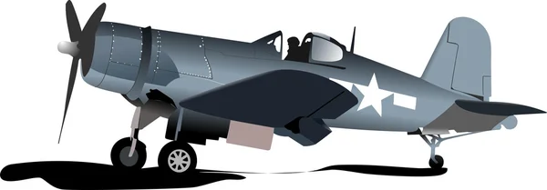 Old military combat. Plane. Air force. Vector illustration