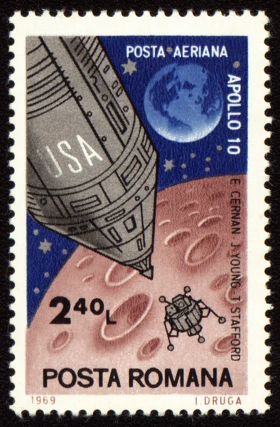 Post stamp with american spaceship Apollo-10