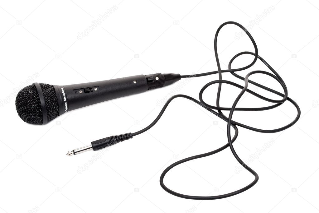 Black microphone with cable — Stock Photo © Alexan66 6250358