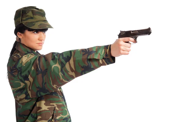 holding gun. Army girl holding gun - Stock