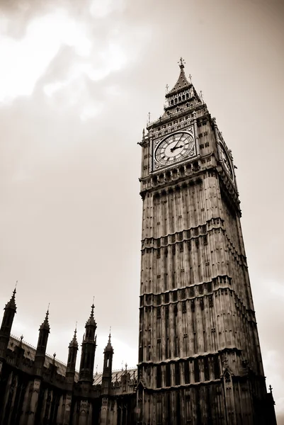 The tower of the Big Ben, sepia toned.