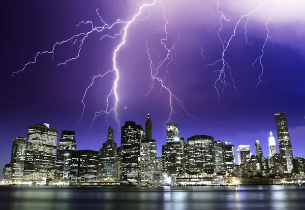 Storm in the Night over New York Skyscrapers