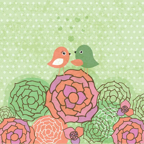 Vintage background with birds and flowers