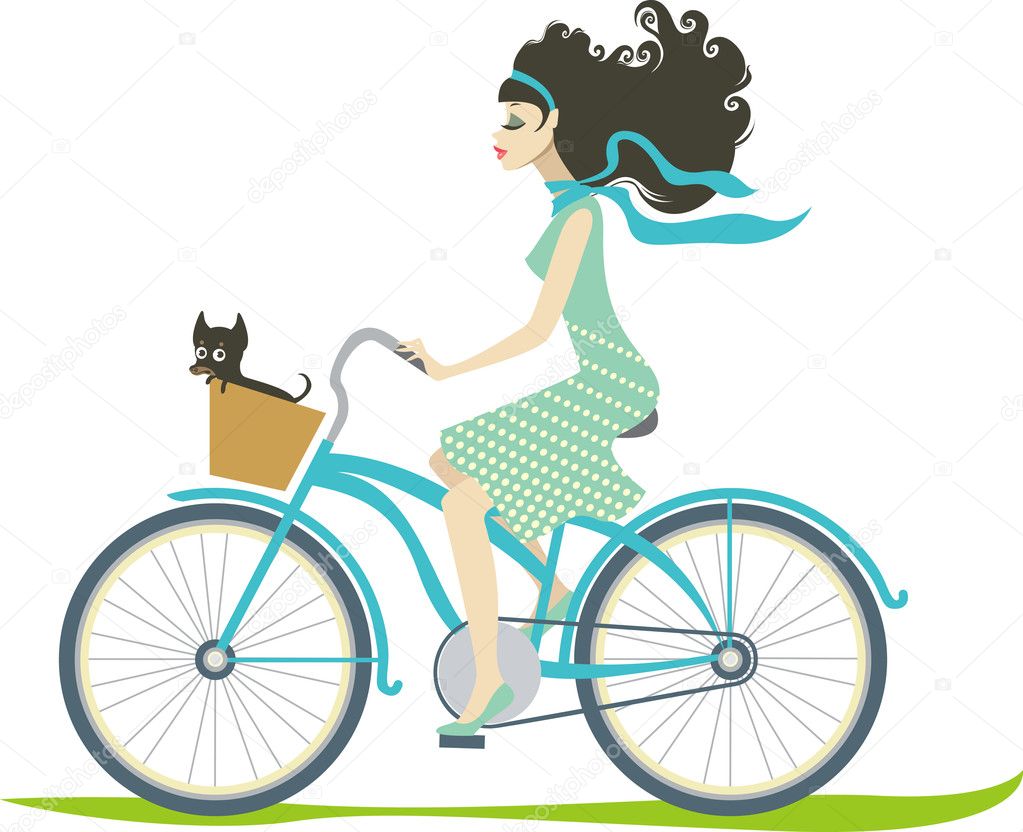 free clip art woman on bicycle - photo #24