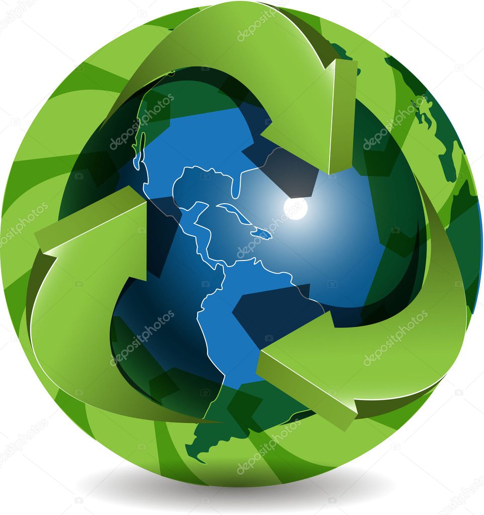 Blue Globe And Green Arrows Stock Vector Brux17 6110839