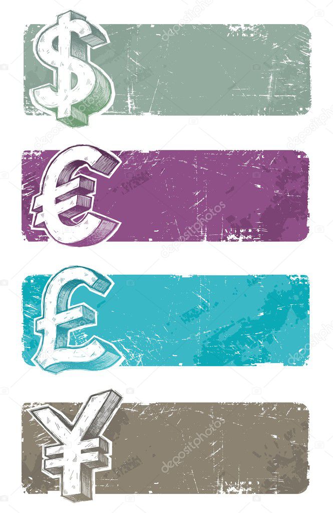 currency signs. Banners with currency signs