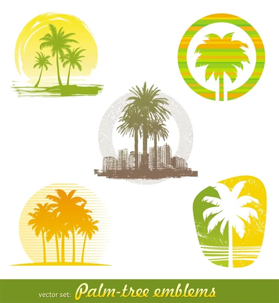 Vector set - palm tree emblems & labels