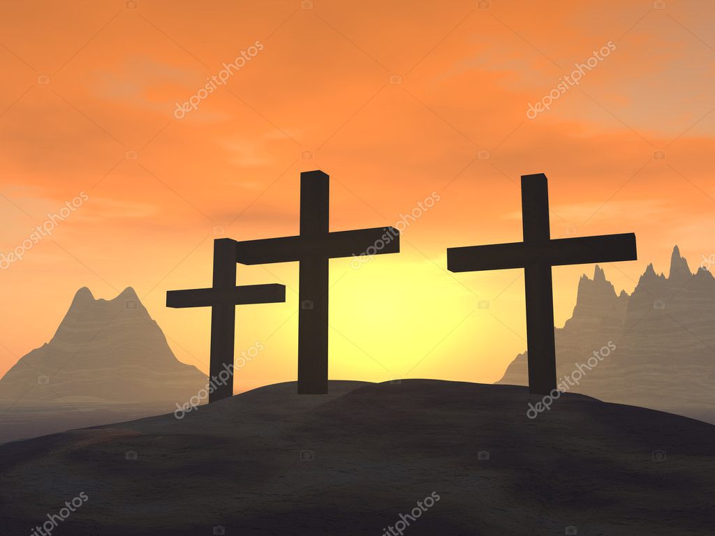 Crosses At Sunset