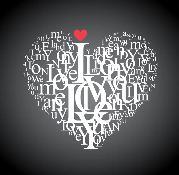 Heart shape from letters - typographic composition