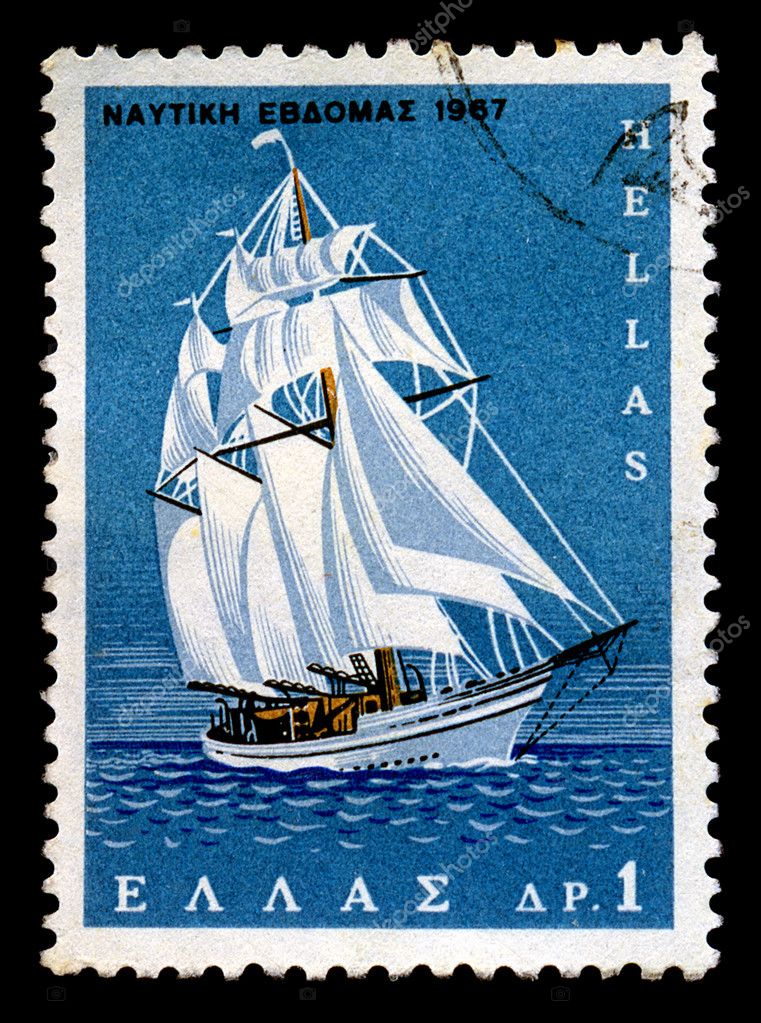 Sailboat Vintage Postage Stamp Stock Editorial Photo Sirylok