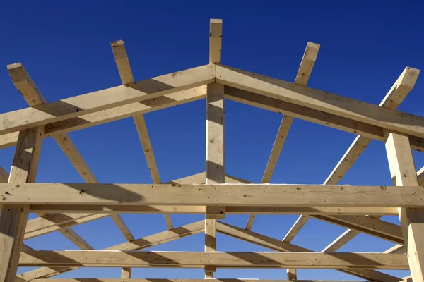 Wooden roof during the early stages of construction
