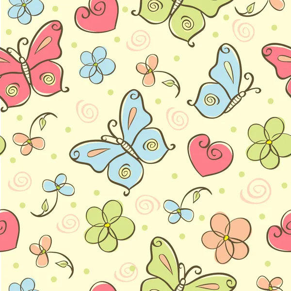 Seamless cute background with butterfly