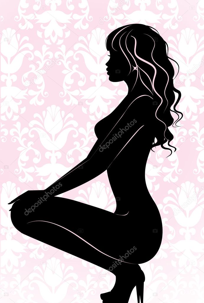 Naked sexy girl silhouette Abstract vector illustration