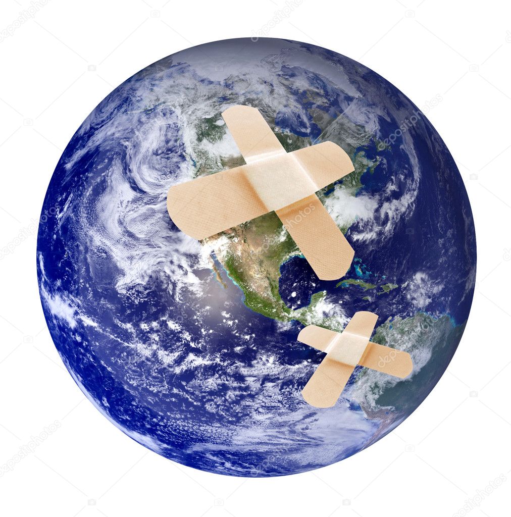 Wounded earth with bandaid — Stock Photo © leeser 5927401