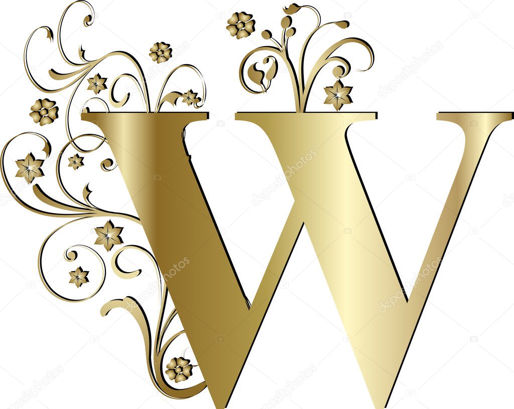 Capital letter W gold — Stock Vector © pdesign 6058399