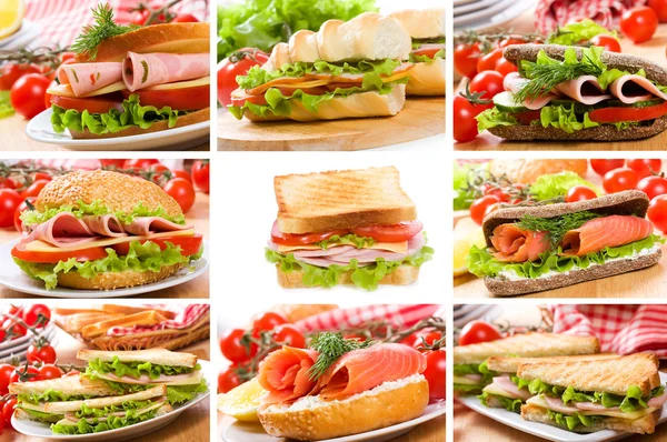 Collage with sandwiches
