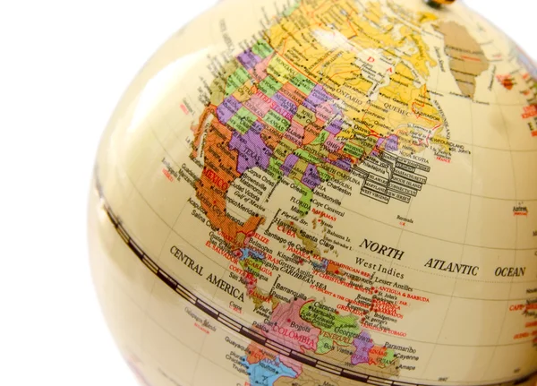 Globe with the image of the USA Canada and Mexico