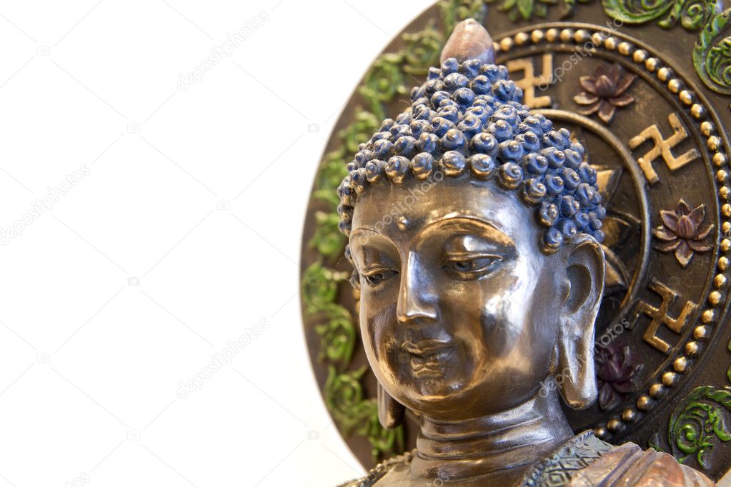 Nepal Buddha With Swastika Lotus Symbols Nepal Buddha With Swastika Lotus Symbols Stock Photo