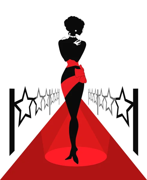 Woman silhouette on a red carpet