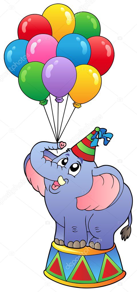 zirkuselefant mit luftballons 1 — stockvektor © clairev