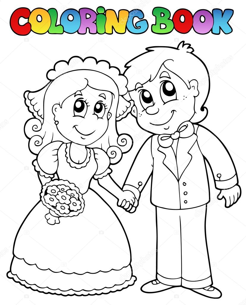 Coloring Book With Wedding Couple Stock Vector Clairev 5423975