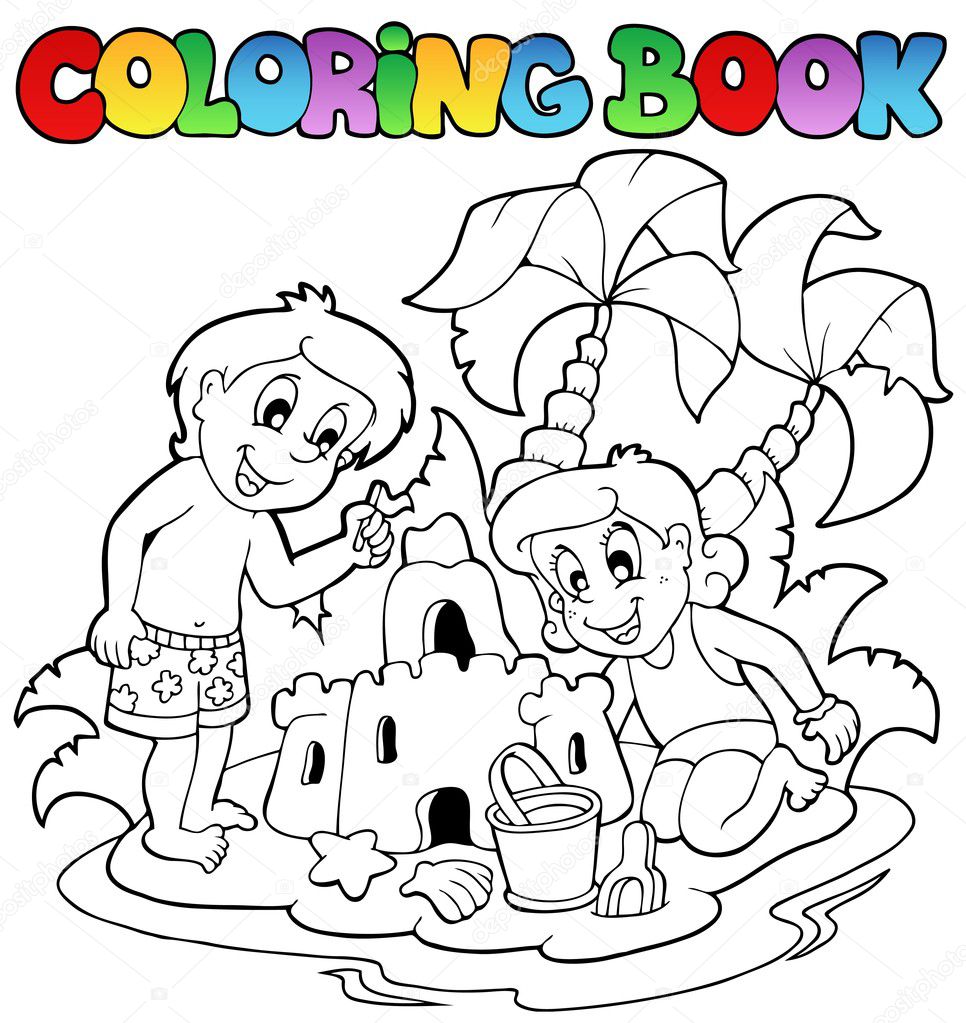 Coloring book with summer theme 1 — Stock Vector © clairev #6224741