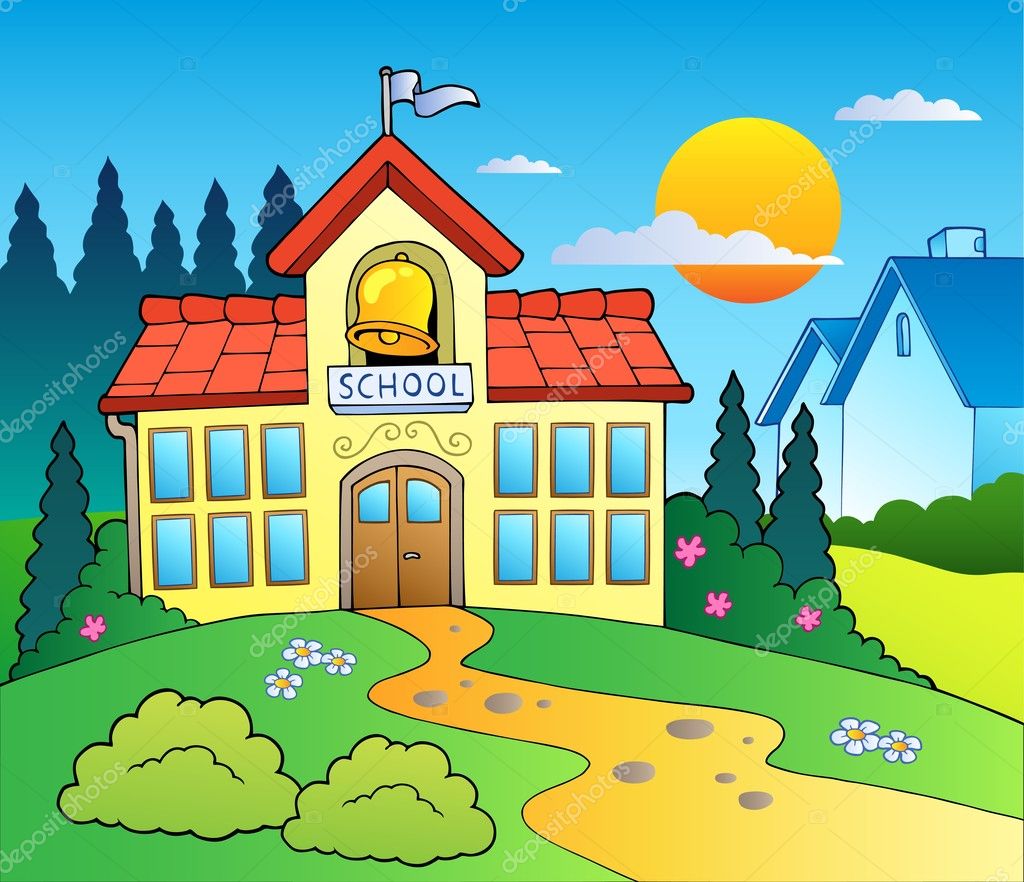 Cartoon School Building