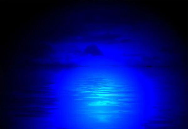 Abstract blue light, mystic night diversity, clouds and water..