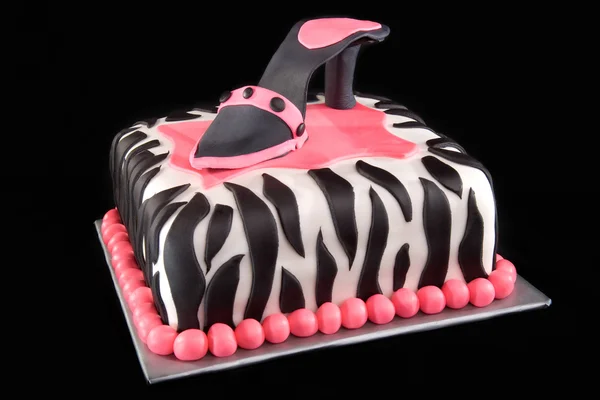 High Heel Shoe on Zebra Print Cake