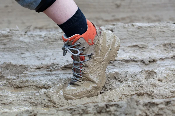 Shoe in mud