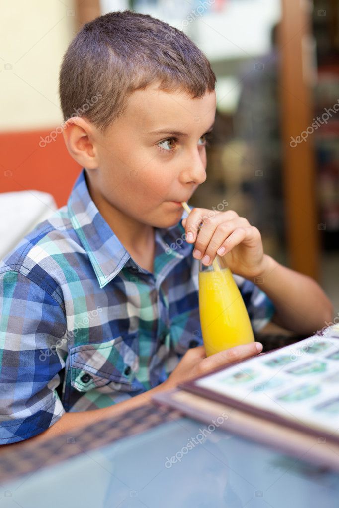 Boy Drinking Juice