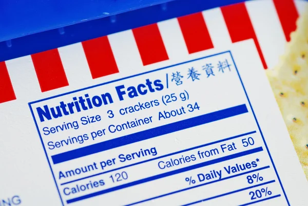 Nutrient Facts of a box of cookies concepts of health diet