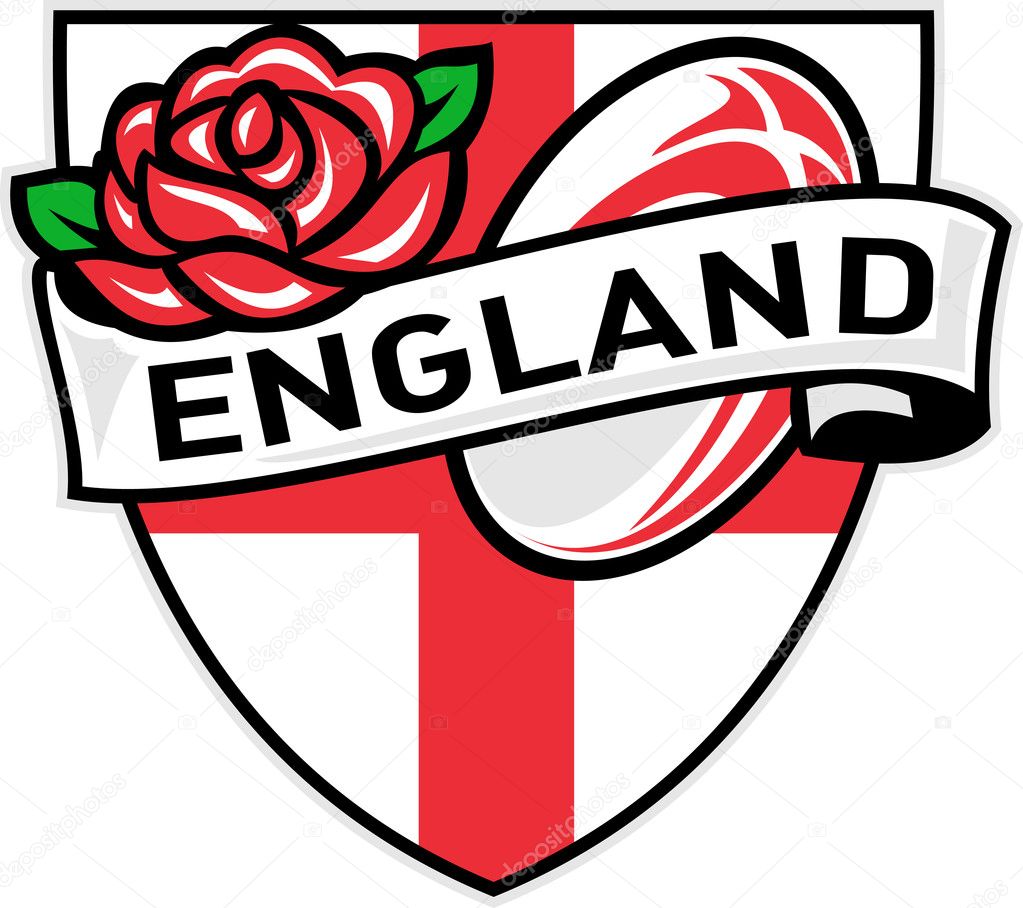 Escudo de rugby Inglaterra inglés bola rosa — Foto de stock