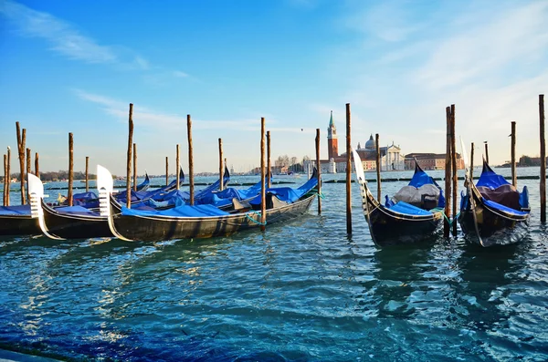 Gondolas and San Giorgio maggiore in Venice