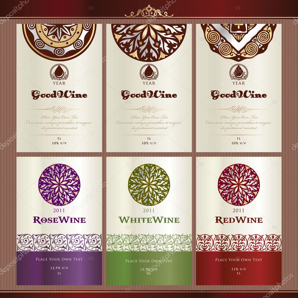Collection of wine labels — Stock Vector © tanjakrstevska #6686470