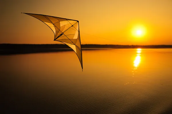 Kite flying at sunset