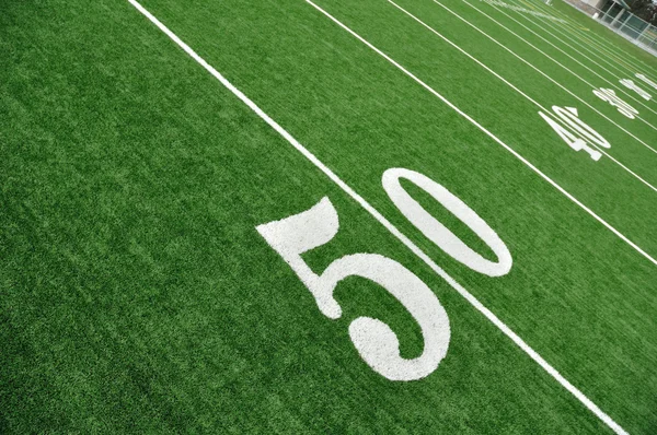 View From Above of Fifty Yard Line on American Football Field