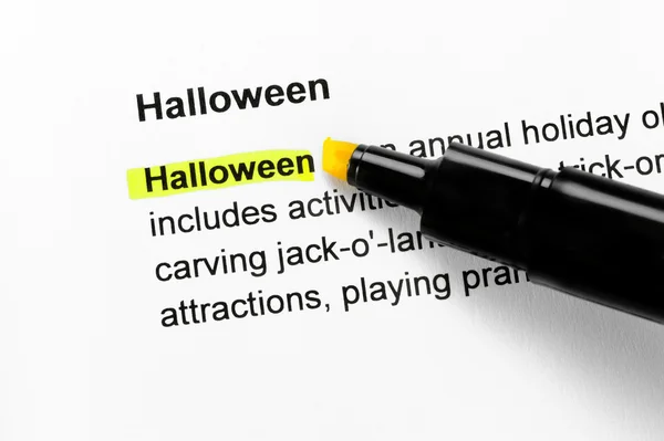 Halloween text highlighted in yellow