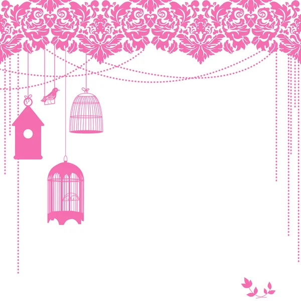 Vintage birdcage card by Inna Ogando Stock Vector Editorial Use Only